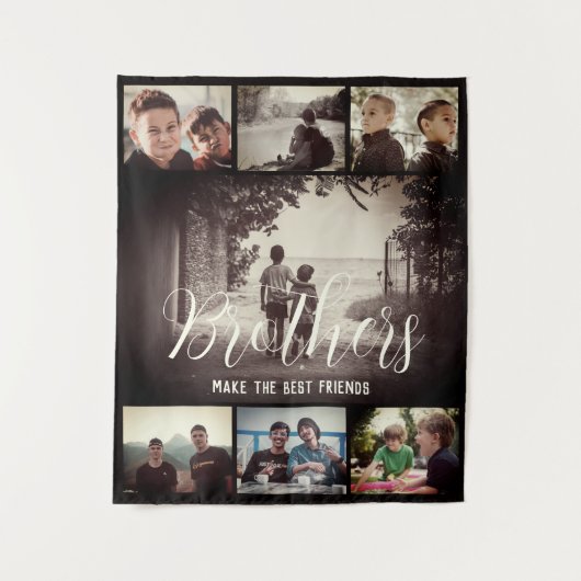 Moderne Bruder besten Freunde Dunkle Foto Collage Wandteppich (Vorderseite)