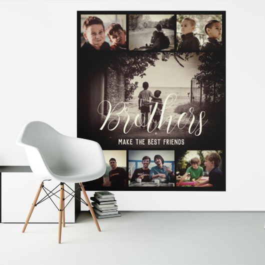 Moderne Bruder besten Freunde Dunkle Foto Collage Wandteppich