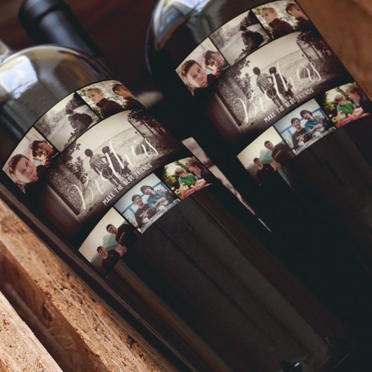 Moderne Bruder besten Freunde Dunkle Foto Collage Weinetikett