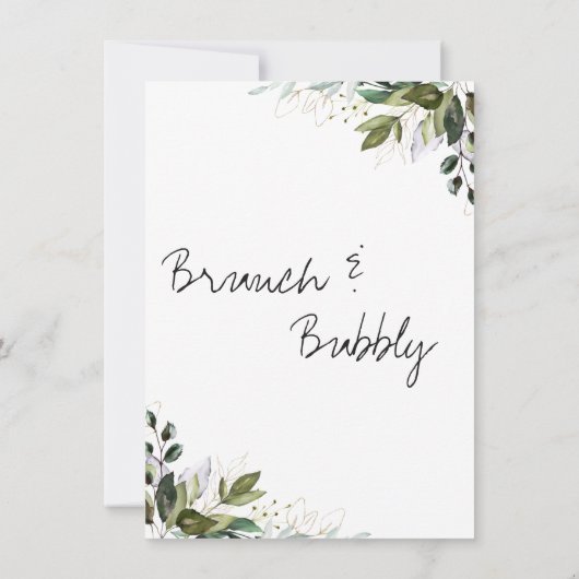 Moderne Brunch Champagne Bridal Dusche Einladung (Rückseite)