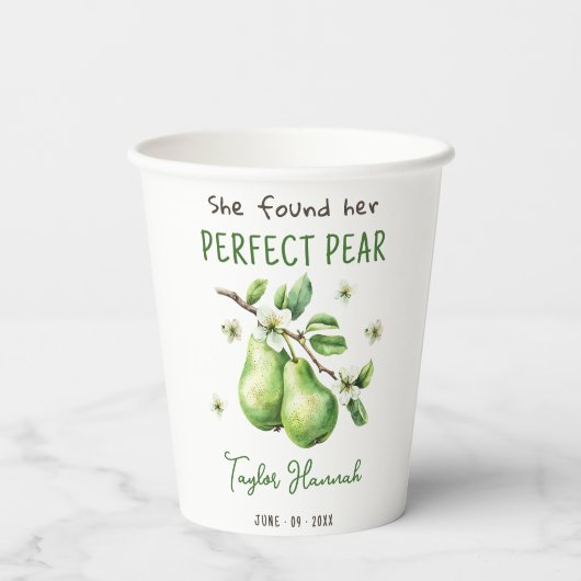 Moderne Brunch Greenery Perfect Pear Brautparty Pappbecher (Rückseite)