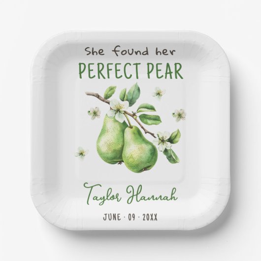 Moderne Brunch Greenery Perfect Pear Brautparty Pappteller (Vorderseite)