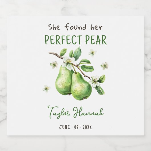 Moderne Brunch Greenery Perfect Pear Brautparty Schaumweinetikett (Einzelnes Label)