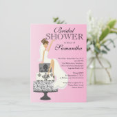 Moderne Brünette Brautdusche Einladung (Stehend Vorderseite)