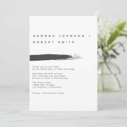 Moderne Brush-Einladung Einladung (Stehend Vorderseite)