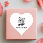 Moderne Brush Lettered Wedding Save the Date Herz-Aufkleber