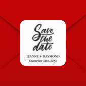 Moderne Brush Lettered Wedding Save the Date Quadratischer Aufkleber