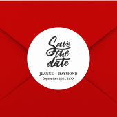 Moderne Brush Letters Custom Save the Date Wedding Runder Aufkleber