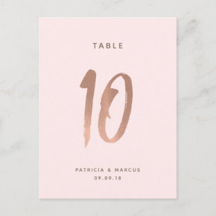 Moderne Brush Rose Gold Wedding Tischnummer 10