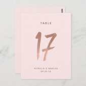Moderne Brush Rose Gold Wedding Tischnummer 17 (Vorne/Hinten)