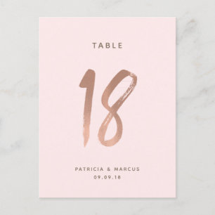 Moderne Brush Rose Gold Wedding Tischnummer 18