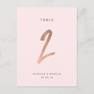 Moderne Brush Rose Gold Wedding Tischnummer 2