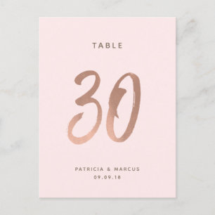 Moderne Brush Rose Gold Wedding Tischnummer 30