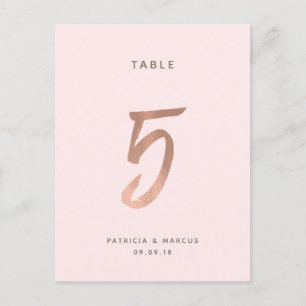 Moderne Brush Rose Gold Wedding Tischnummer 5
