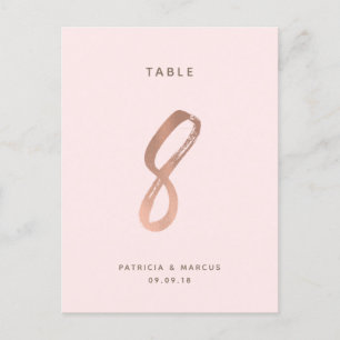 Moderne Brush Rose Gold Wedding Tischnummer 8