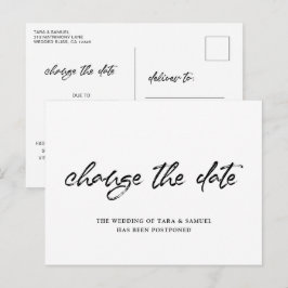 Moderne Brush-Schrift Einfache Hochzeit Datum ände Ankündigungspostkarte