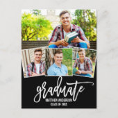 Moderne Brush Script 4 Foto Graduation Party Einladungspostkarte (Vorderseite)