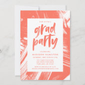 Moderne Brush Script Coral Foto Graduation Party Einladung (Rückseite)