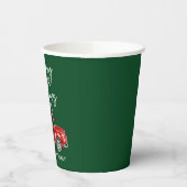 Moderne Brush Script Holidays Red Truck Green Pappbecher (Links)