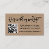 Moderne Brush Script Kraft Wedding Website QR Begleitkarte (Vorderseite)