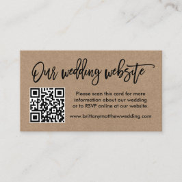 Moderne Brush Script Kraft Wedding Website QR Begleitkarte