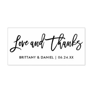 Moderne Brush-Script-Liebe und dank Hochzeit Gummistempel