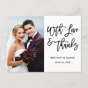 Moderne Brush Script Liebe und Dankeschön Hochzeit Postkarte