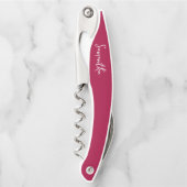 Moderne Brush Script Magenta Brautjungfer Vorschla Kellnermesser (Vorderseite)