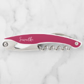 Moderne Brush Script Magenta Brautjungfer Vorschla Kellnermesser (Vorderseite)