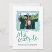 Moderne Brush Script Mint 2 Foto Graduation Party Einladung (Rückseite)