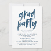 Moderne Brush Script Navy Graduation Party Einladung (Vorderseite)