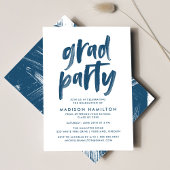 Moderne Brush Script Navy Graduation Party Einladung