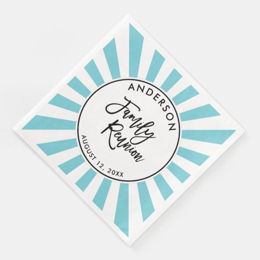 Moderne Brush Script und Stripes Family Wiedersehe Serviette (Ecke)