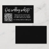 Moderne Brush Script Wedding Website QR Black Begleitkarte (Vorne/Hinten)
