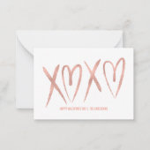 Moderne Brushed Rose Gold Klassenzimmer Valentine Mitteilungskarte (Vorderseite)