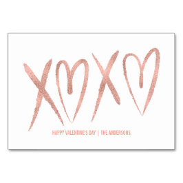 Moderne Brushed Rose Gold Klassenzimmer Valentine  Tischnummer