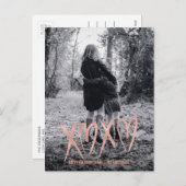 Moderne Brushed Rose Gold Valentine Foto Postkarte (Vorne/Hinten)