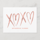Moderne Brushed Rose Gold Valentine Postkarte (Vorderseite)