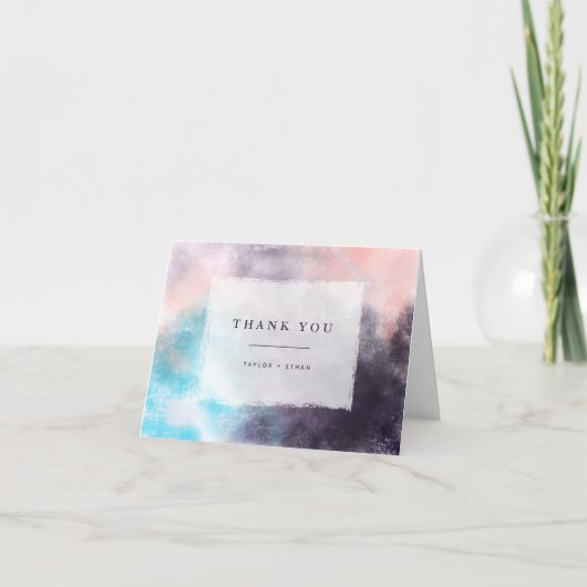 Moderne Brushes farbenfrohe Hochzeit Dankeskarte (Vorderseite)