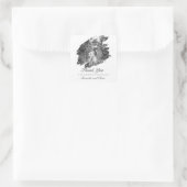 Moderne Brushhub-Foto-Gastgeschenk Hochzeit | Weiß Quadratischer Aufkleber (Tasche)