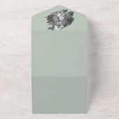 Moderne Brushstroke Foto Wedding | Sage Green All In One Einladung (Außenbereich)