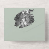 Moderne Brushstroke Foto Wedding | Sage Green All In One Einladung (Rückseite)