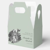Moderne Brushstroke Foto Wedding | Sage Green Geschenkschachtel (Geöffnet)