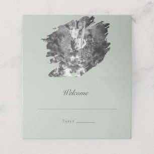 Moderne Brushstroke Foto Wedding   Sage Green Platzkarte