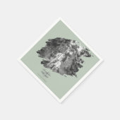 Moderne Brushstroke Foto Wedding | Sage Green Serviette (Ecke)