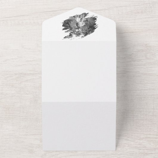 Moderne Brushstroke Foto Wedding | Weiß All In One Einladung (Außenbereich)