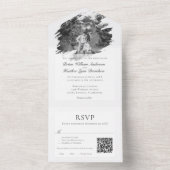 Moderne Brushstroke Foto Wedding | Weiß All In One Einladung (Innen Boden)