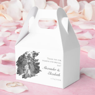 Moderne Brushstroke Foto Wedding   Weiß Geschenkschachtel