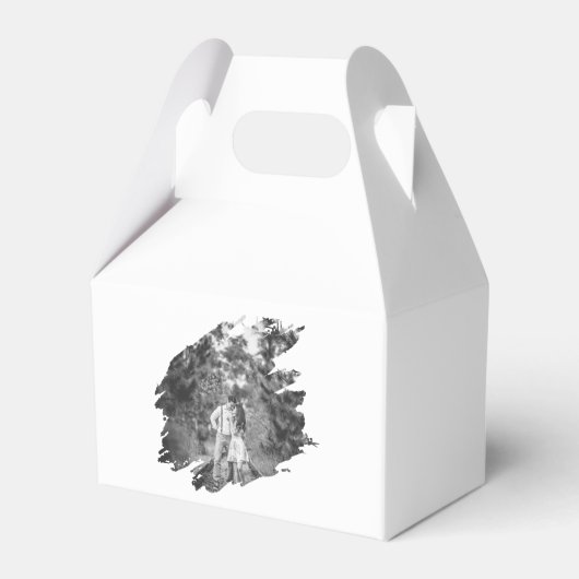 Moderne Brushstroke Foto Wedding | Weiß Geschenkschachtel (Rückseite)