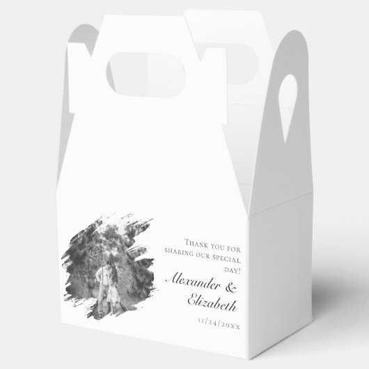 Moderne Brushstroke Foto Wedding | Weiß Geschenkschachtel (Geöffnet)